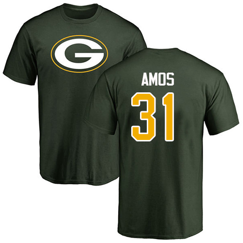 Men Green Bay Packers Green 31 Amos Adrian Name And Number Logo Nike NFL T Shirt